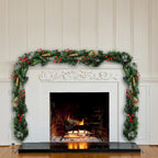 9 FT Long Christmas Garland Flexible PVC Hanging Pendant Artificial Christmas Garlands with Bowknot for Stairs Railing Fireplace-Serilas