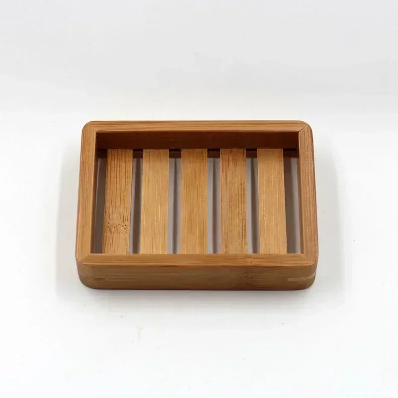 Portable Wooden Natural Bamboo Soap Dishes Tray Holder Storage Soap Rack Plate Container Bathroom Accessories  Storage Organizer-Serilas