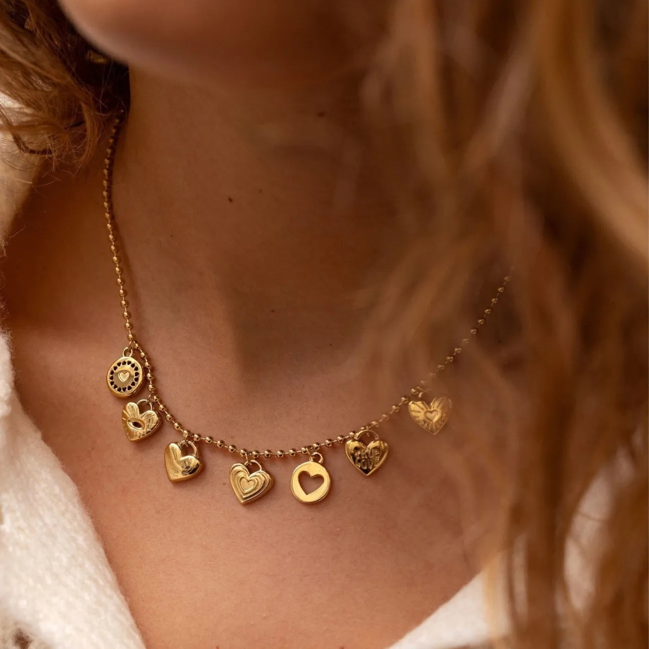 Miranda Charm Stainless Steel Heart Love Chain Necklace Water Resistant Chic Popular Romantic Korean Jewelry Gift-Serilas