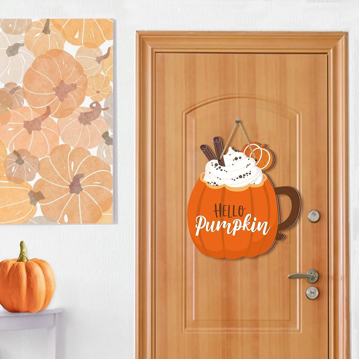 Adorable Pumpkin - Shaped Decor: "Hello Pumpkin" with Cream, Cinnamon Sticks & Ginger Slice-Serilas