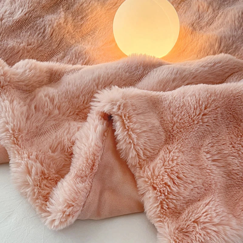Luxury Faux Fur Rabbit Fur Thickened Blanket, Winter Soft Blanket Throw for Home Bed Sofa Cover 100X150cm 150X200cm 200X230cm-Serilas