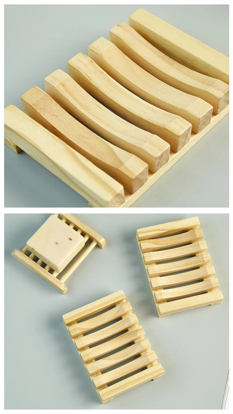 Natural Bamboo Soap Holder Wooden Bathroom Soap Storage Rack Prevent Mildew Soap Draining Box Organizers Bathroom Accessories-Serilas