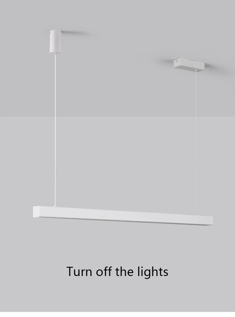 Modern LED linear chandelier for dining room office white bar pendant lights kitchen island lighting black minimalist lamp