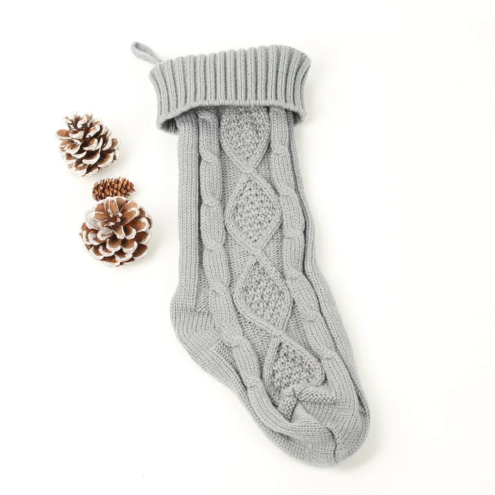 Large Christmas decorations Christmas stocking gift bag Knitted Christmas pendant Cross border woolen Christmas stocking-Serilas