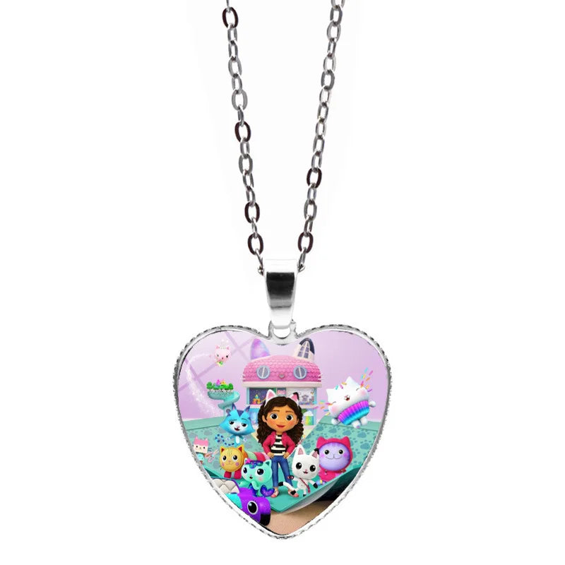 Gabby Dollhouse Heart Necklace Colorful Beaded Bracelet Cute Cartoon Anime Cosplay Jewelry Accessories Kids Girls Birthday Gift-Serilas
