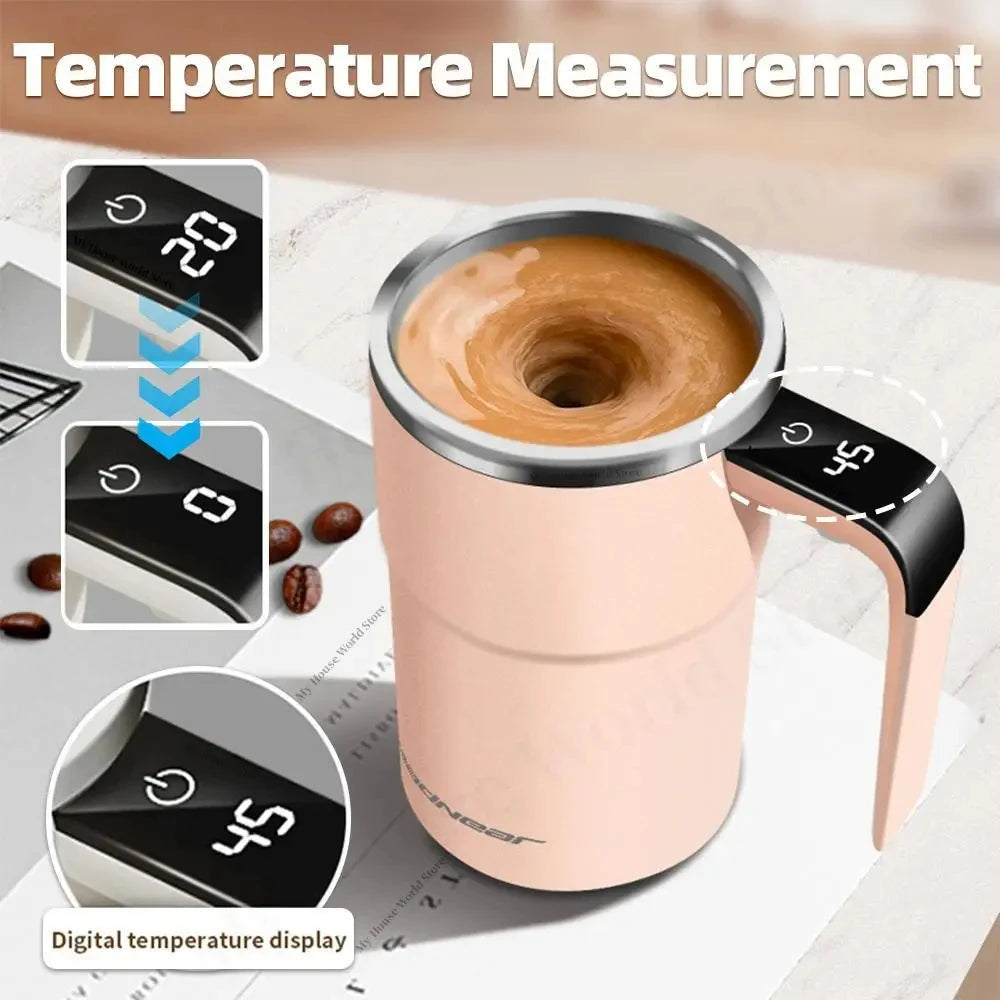 Automatic Stirring Cup Rechargeable Portable Coffee Electric Stirring Stainless Steel Mixer Rotating Magnetic Self Stirring Mugs-Serilas