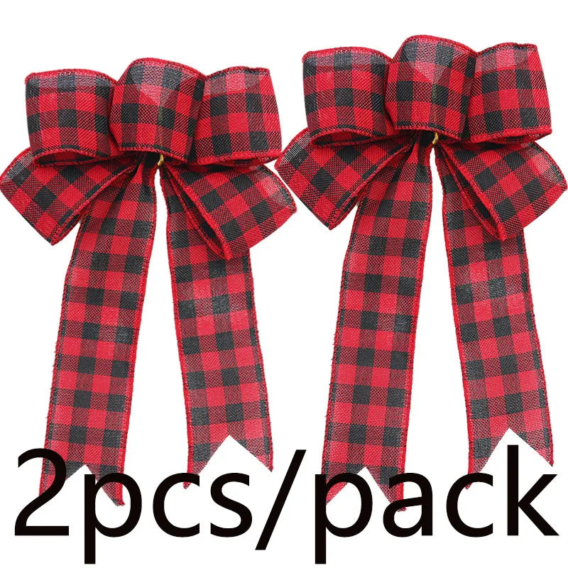 ?2pcs/pack?Christmas Tree Wreath Decoration Butterfly Knot Linen Butterfly Knot Christmas Tree Decoration DIY Handmade Materials-Serilas