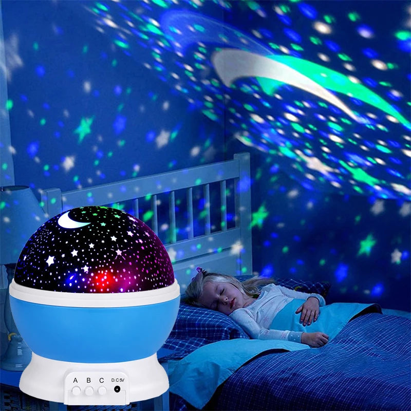 Night Lamp Projector Starry Sky Night Light Projector Baby Lamp Decor Rotating Starry Nursery Moon Galaxy Projector Table Light-Serilas