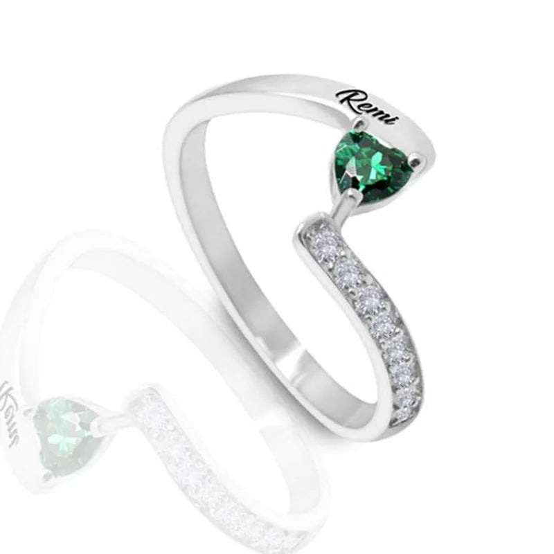 Personalized Name Ring with 1-8 Birthstones Custom Names Birthstone Rings Family Ring Jewelry Gifts for Women Mother Daughter-Serilas