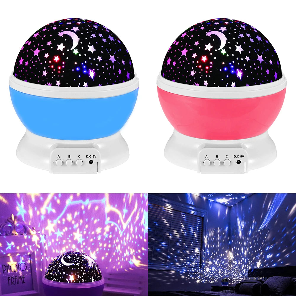 Night Lamp Projector Starry Sky Night Light Projector Baby Lamp Decor Rotating Starry Nursery Moon Galaxy Projector Table Light-Serilas