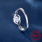 Cute Female Small Round Moonstone Infinity Ring Vintage Real 925 Sterling Silver Wedding Jewelry For Women-Serilas
