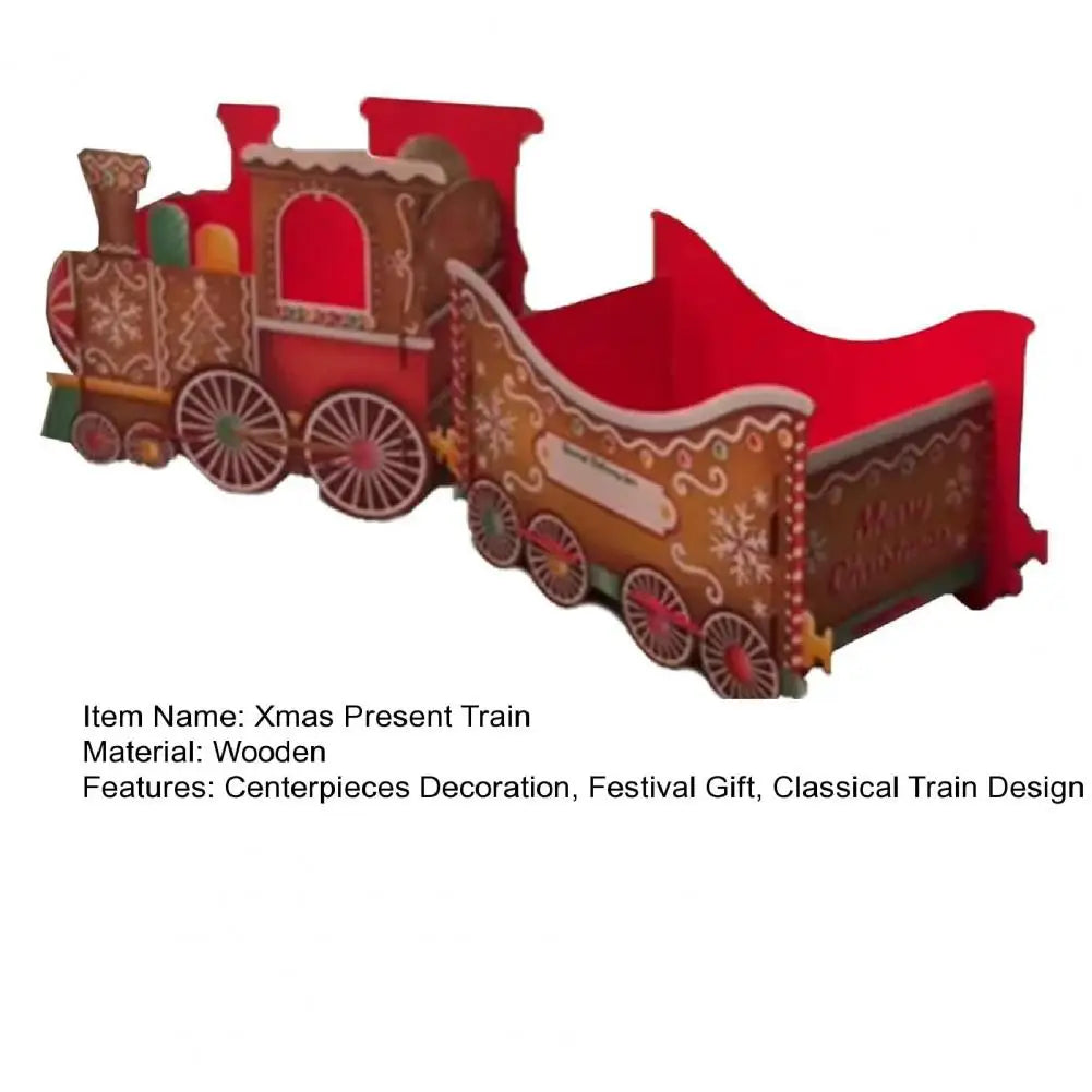 Christmas Gift Train Christmas Train Decoration Festive Christmas Train Toy Set with Santa Gift Boxes Gingerbread Ornaments-Serilas