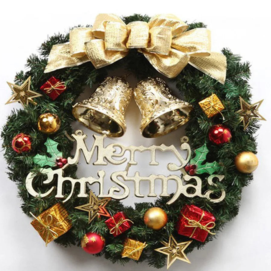 Christmas Wreath for Front Door Red Gold Window Wall Door Decorations 2024 Christmas Garland Ornament Guirnalda Navidad-Serilas
