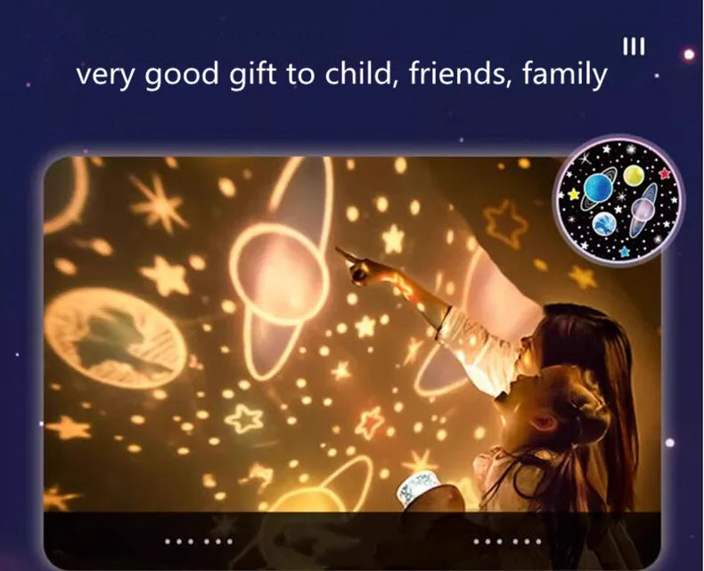 Starry Projector Night Light Rotating Sky Moon Lamp Galaxy Lamp Home Bedroom Decoration Starlight Christmas Lights for Kids Gift-Serilas