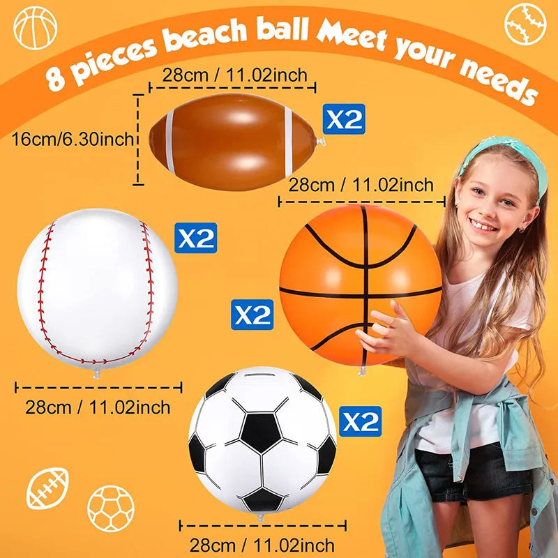 Inflatable Football Baseball Rugby Basketball Happy Summer Hawaii Beach Party Decorations Swimming Pool Inflatable Toy Ball-Serilas
