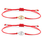 Single Cubic Zirconia Crystal Evil Eye Charm Bracelet Women Gold-plated Brass CZ Zircon Red String Kaballah Luck Protect Jewelry-Serilas