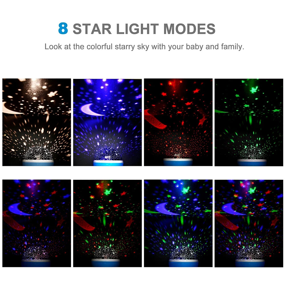 Night Lamp Projector Starry Sky Night Light Projector Baby Lamp Decor Rotating Starry Nursery Moon Galaxy Projector Table Light-Serilas