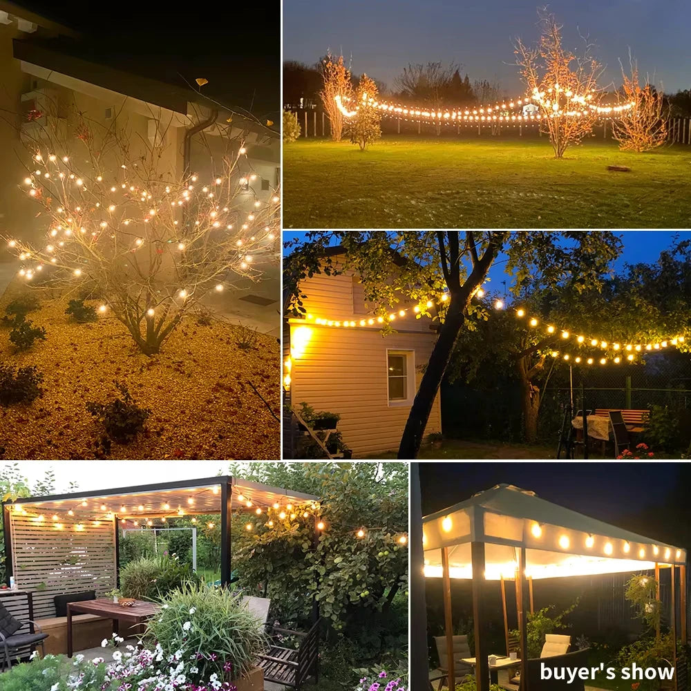LED String Light G40 Shatterproof Light String IP44 Patio Light Outdoor Garland Light For Garden Wedding Decoration 18M 26M 45M-Serilas