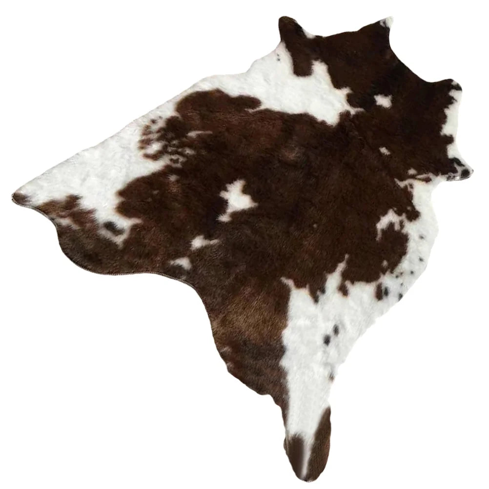 Simulated Cow Pattern Plush Carpet Area Rugs Bedside Keep Warm Print Imitation Home Floor Cushion Decorative-Serilas