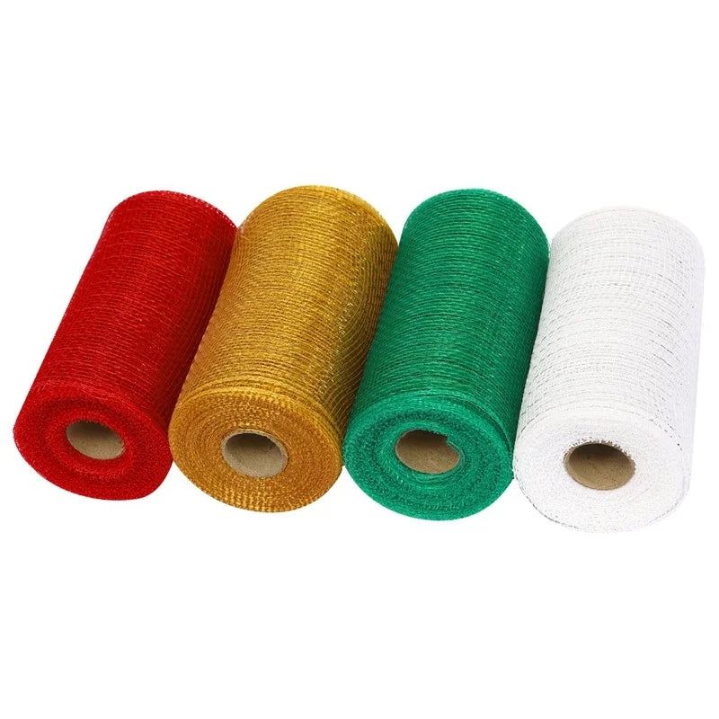 Christmas Tree Decorations Ribbon Mesh Ribbon for Wreath Bow Garland 2025 Christmas Decor Home Decor Gifts Navidad New Year 2026-Serilas