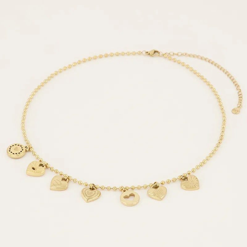 Miranda Charm Stainless Steel Heart Love Chain Necklace Water Resistant Chic Popular Romantic Korean Jewelry Gift-Serilas