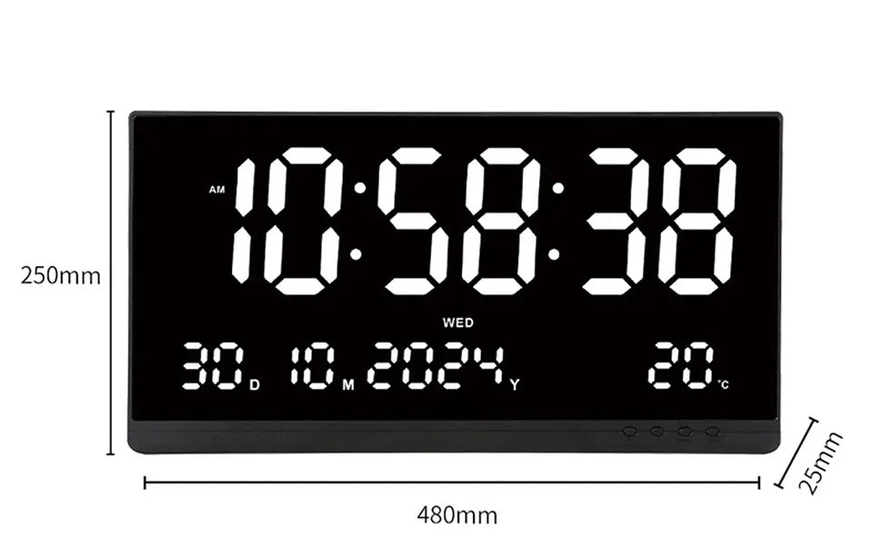 21 Inch Large Digital Wall Clock Large LED Screen Display Clock with Time/Date/Week/Temperature 12/24H Adjustable Brightness-Serilas