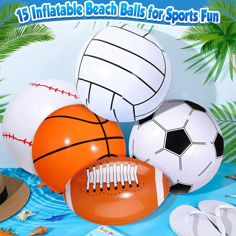 Inflatable Football Baseball Rugby Basketball Happy Summer Hawaii Beach Party Decorations Swimming Pool Inflatable Toy Ball-Serilas