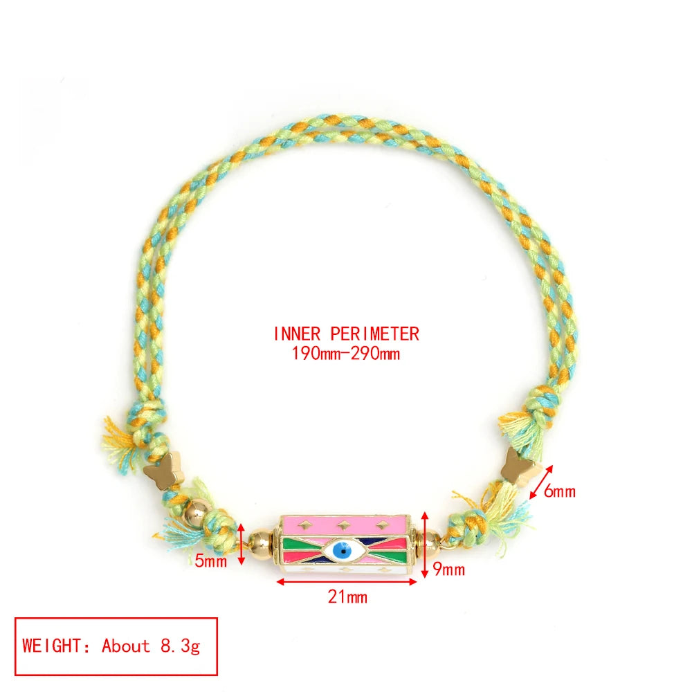 Lucky Eye Copper Enamel Turkish Evil Eye Charm Bracelet DIY Adjustable Rope Chain Bracelet for Women Men Girls Fashion Jewelry-Serilas