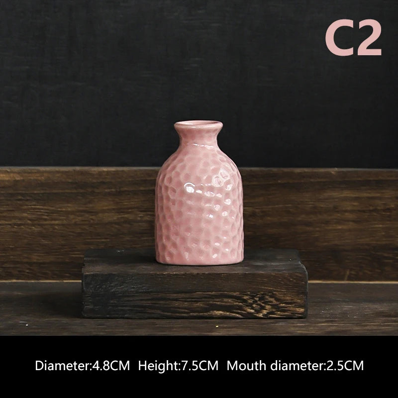 Ins Ceramics Flower Vase Nordic Hydroponics Vases Creative Room Decor Mini Flower Plant Bottle Pots Table Ornament Colorful Vase-Serilas