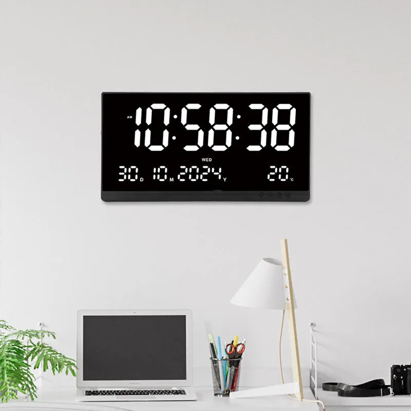 21 Inch Large Digital Wall Clock Large LED Screen Display Clock with Time/Date/Week/Temperature 12/24H Adjustable Brightness-Serilas