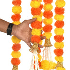 Marigold Flower Garlands 1.5m Artificial Flower Garland Indian DécorPooja Diwali Fiesta Day of The Dead Christmas Events Decor-Serilas