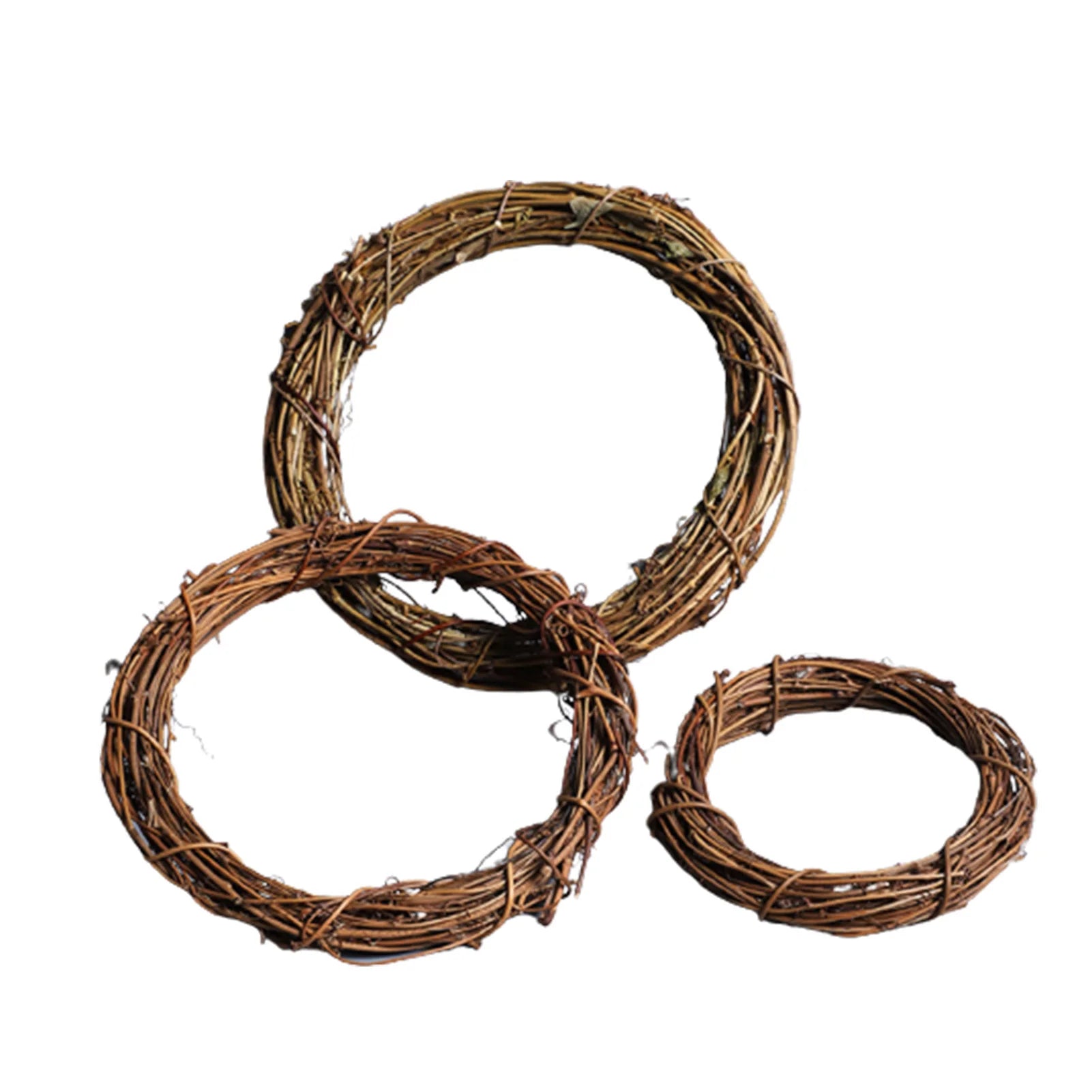 Natural Wreath 8/10/12cm Diameter Christmas Rattan Wreath Rings Braided Wreath DIY Hand-Woven Grapevine Vines Wreaths Crafts-Serilas