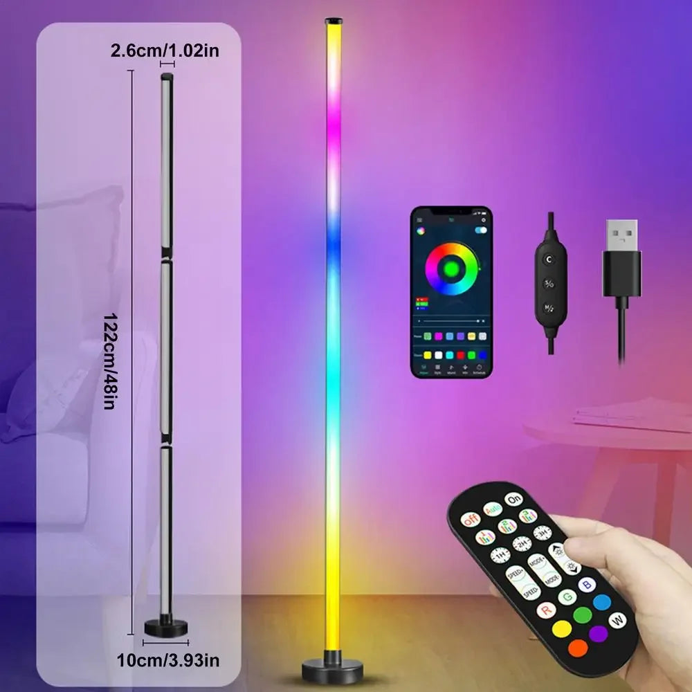 RGB Floor Lamp Modern Floor Lamp Music Sync 10W Standing Floor Lamp Ambient Lighting with App Remote Control for Bedrooms Living-Serilas