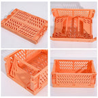 4 Color Organizing Storage Baskets Case Folding Student Desktop Basket Tape Stationery Plastic Foldable Container Storage Box-Serilas