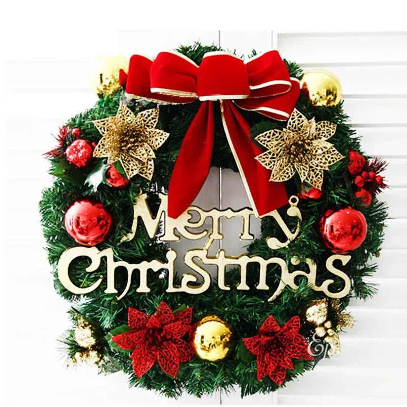 Christmas Wreath for Front Door Red Gold Window Wall Door Decorations 2024 Christmas Garland Ornament Guirnalda Navidad-Serilas