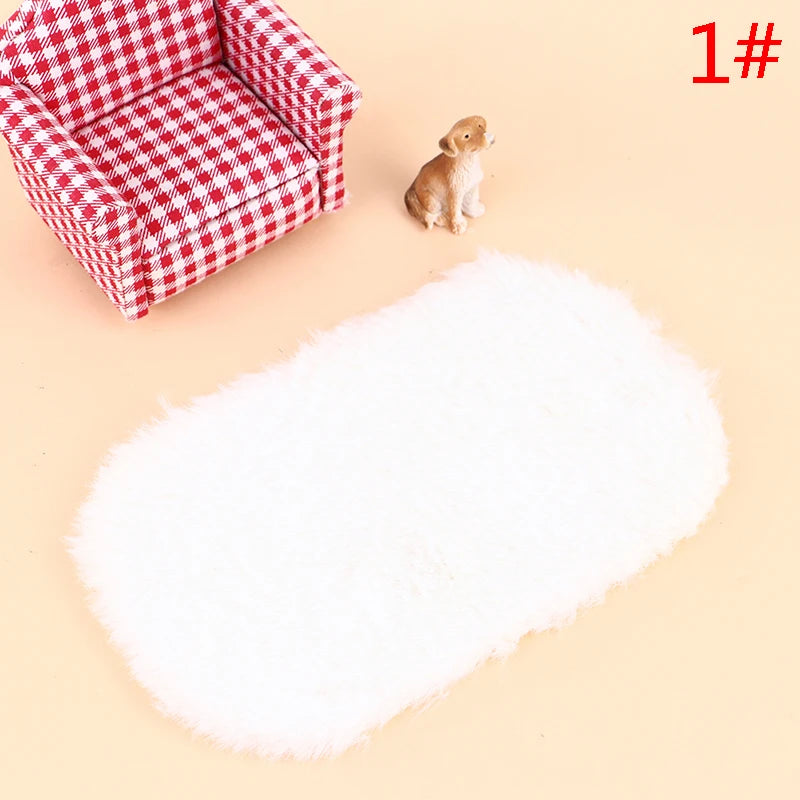 Dollhouse Miniature Plush Rug Carpet Mat Dolls House Living Room Furniture Decoration Accessories-Serilas