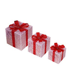 Set of 3 Christmas Lighted Gift Boxes with Bowknot Light Up Christmas Boxes Xmas Ornament for Xmas Holiday Party Indoor Outdoor-Serilas