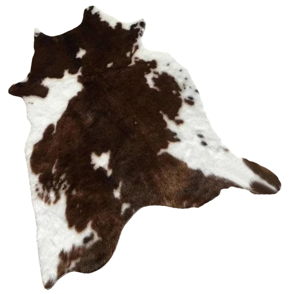 Simulated Cow Pattern Plush Carpet Area Rugs Bedside Keep Warm Print Imitation Home Floor Cushion Decorative-Serilas