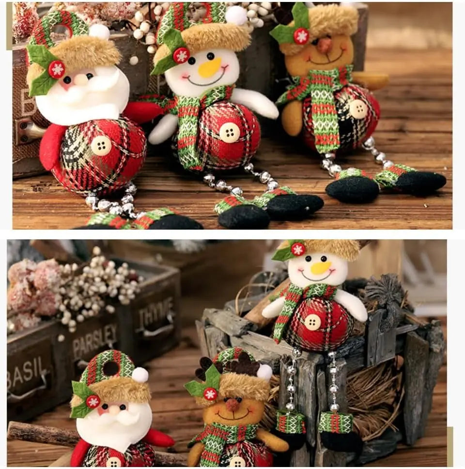 Christmas Tree Decorations, Plush Hanging Ornaments for Holiday Party, Santa Claus Snowman Reindeer Christmas Home Decoration-Serilas