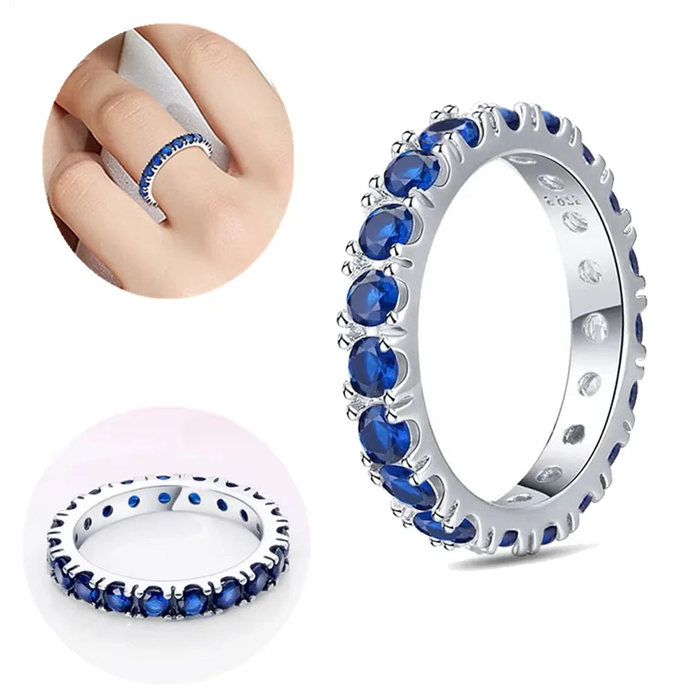 925 Silver Black Sparkling Eternity Ring Pink Heart Design – Women’s CZ Wedding Jewelry JZ017-Serilas