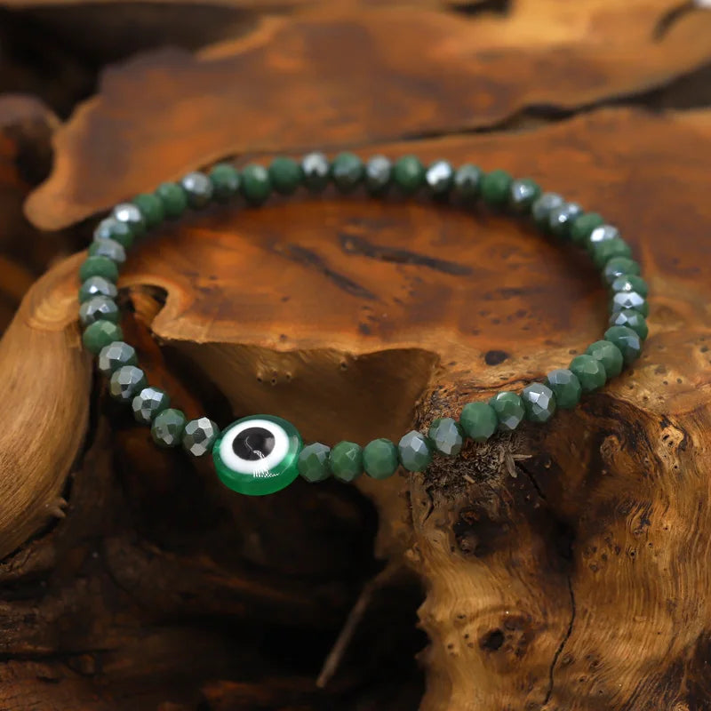 Multicolor Crystal Beaded Elastic Bracelets for Women Boho Jewelry Evil Eye Charm Bracelet Female Girl Gifts Wholesale-Serilas
