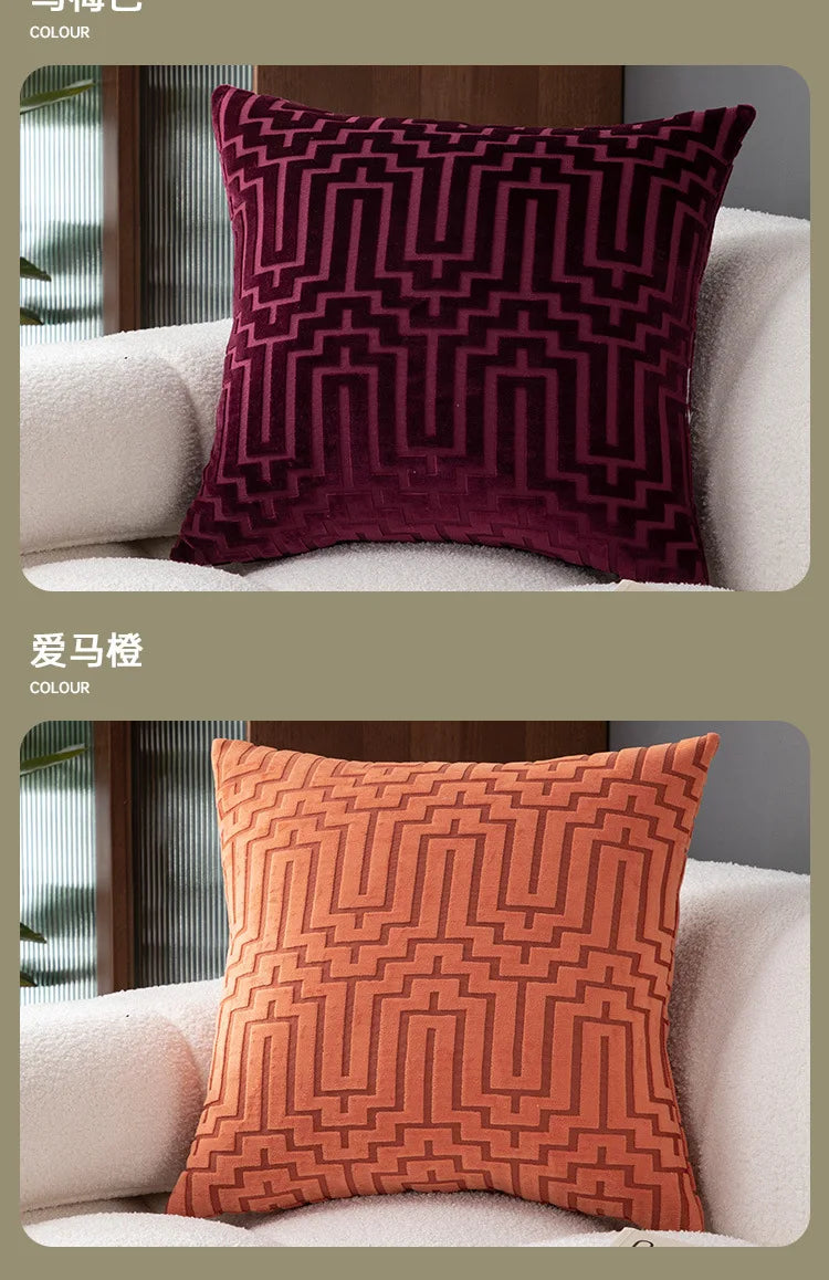 Pillow Cover Cut Velvet Geometric Creative Decoration Cushion Cover 45x45-Serilas