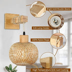 Bamboo Lantern Wall Lamp Natural Rattan Wicker E27 Chandeliers Hand-Woven Bamboo Room Decor Lampshades Wall Light Fixtures-Serilas