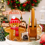 Christmas Gifts Bags Cute Gingerbread Man Storage Bags Chocolate Cookies Candy Handbags for Christmas Birthday Party Decorations-Serilas