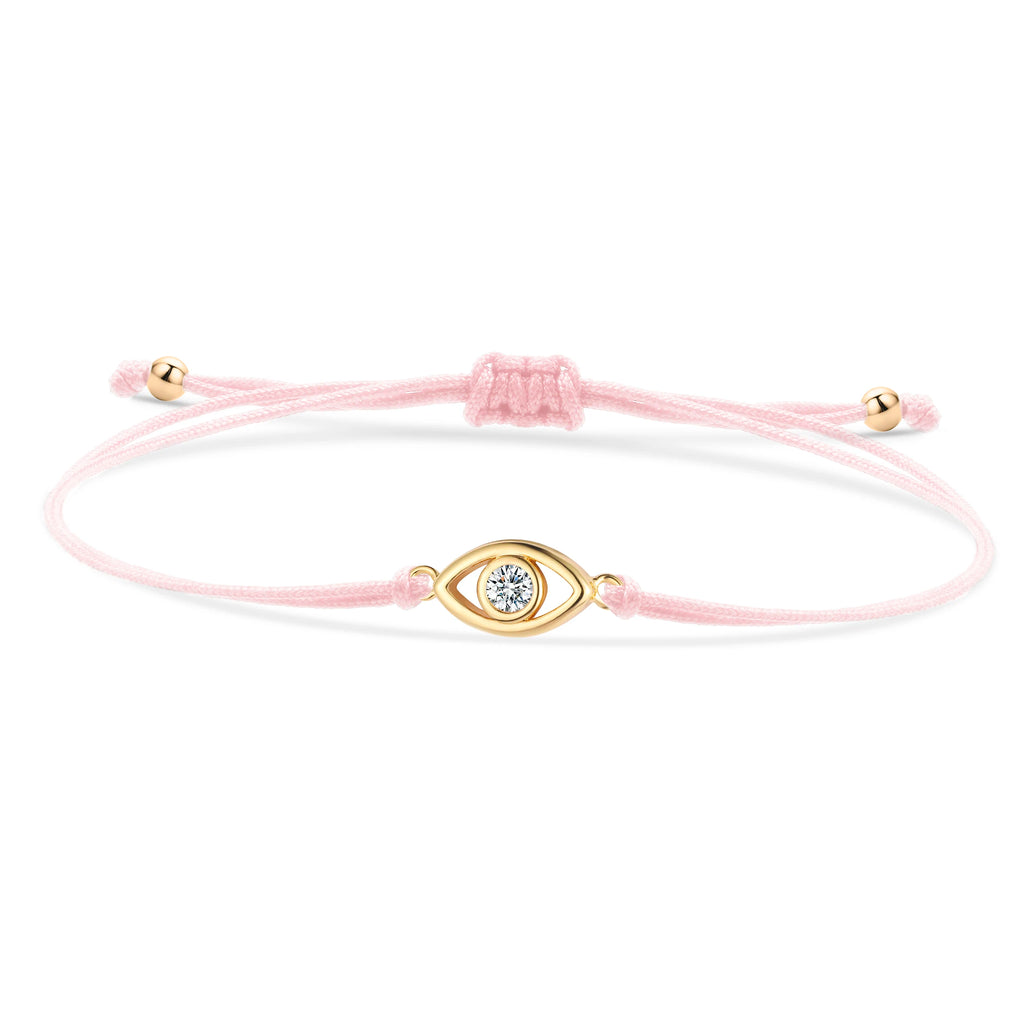 Single Cubic Zirconia Crystal Evil Eye Charm Bracelet Women Gold-plated Brass CZ Zircon Red String Kaballah Luck Protect Jewelry-Serilas