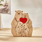 Personalized Family Bear Puzzle Decor Custom Names Fits 2-6 Names Rustic Wooden Bears Seasonal Décor for Mother's & Father's Day-Serilas