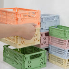 4 Color Organizing Storage Baskets Case Folding Student Desktop Basket Tape Stationery Plastic Foldable Container Storage Box-Serilas