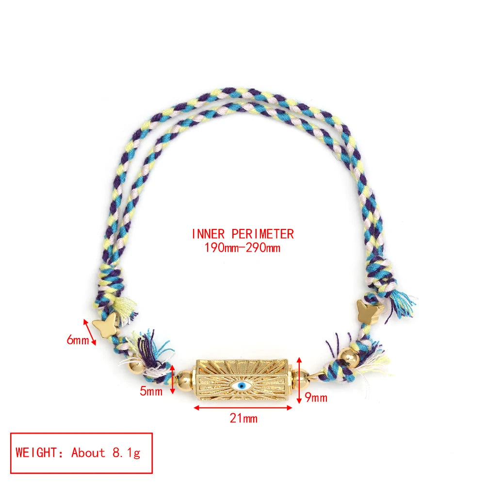 Lucky Eye Copper Enamel Turkish Evil Eye Charm Bracelet DIY Adjustable Rope Chain Bracelet for Women Men Girls Fashion Jewelry-Serilas