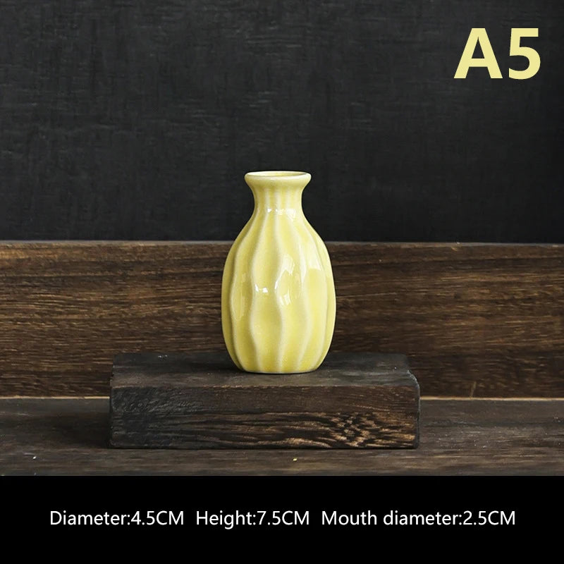 Ins Ceramics Flower Vase Nordic Hydroponics Vases Creative Room Decor Mini Flower Plant Bottle Pots Table Ornament Colorful Vase-Serilas