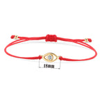 Single Cubic Zirconia Crystal Evil Eye Charm Bracelet Women Gold-plated Brass CZ Zircon Red String Kaballah Luck Protect Jewelry-Serilas